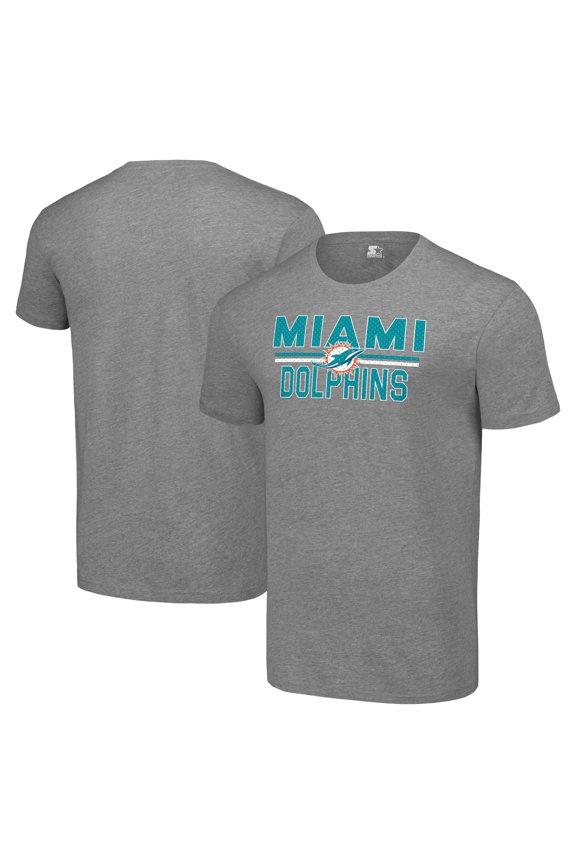 Men's Starter Heather Gray Miami Dolphins Team Mesh Print Graphic T-Shirt