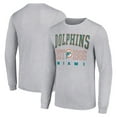 thumbnail image 1 of Men's Starter Heather Gray Miami Dolphins Throwback Logo Long Sleeve T-Shirt, 1 of 3