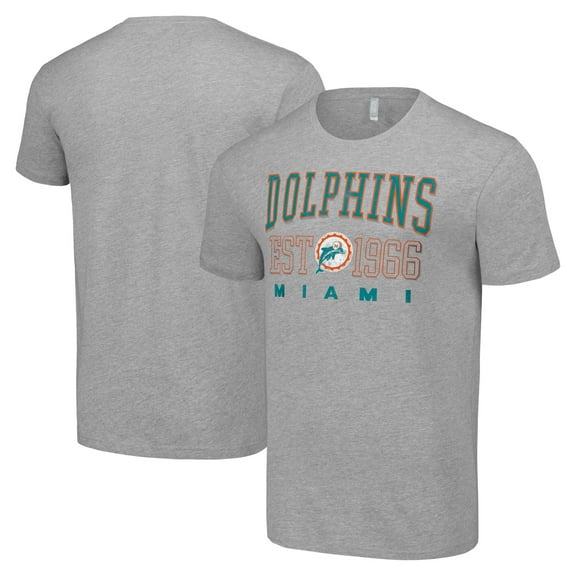 Men's Starter Heather Gray Miami Dolphins Throwback Logo T-Shirt