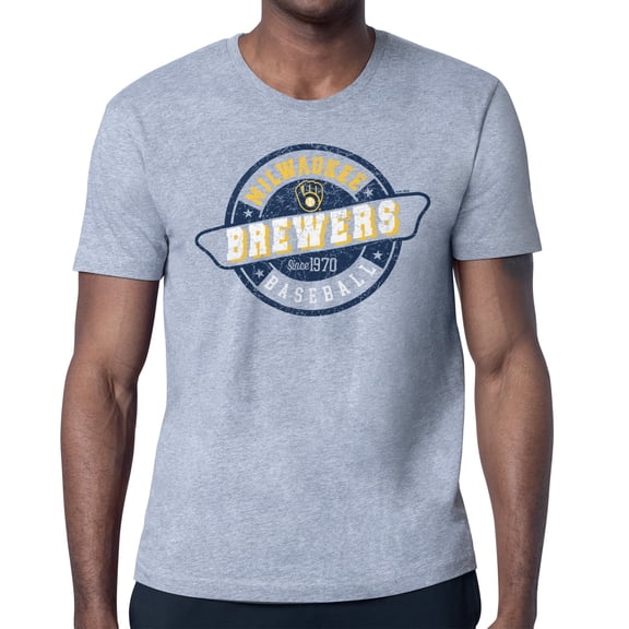 Men's Starter Heather Gray Milwaukee Brewers Route 66 Team Logo T-Shirt