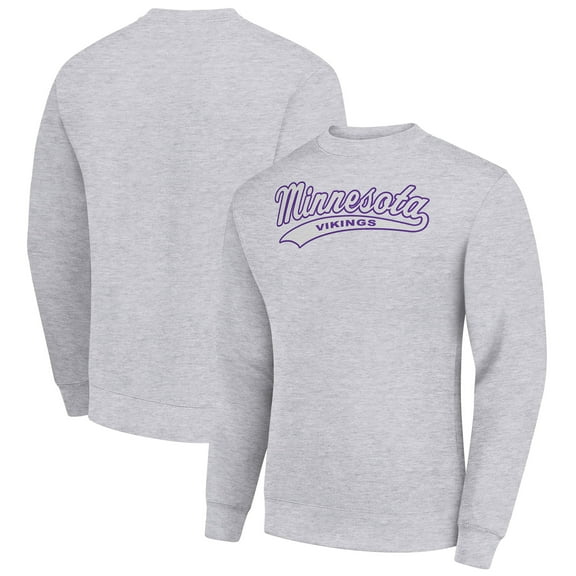 Men's Starter Heather Gray Minnesota Vikings Tailsweep Team Graphic Tri-Blend Fleece Pullover Sweatshirt