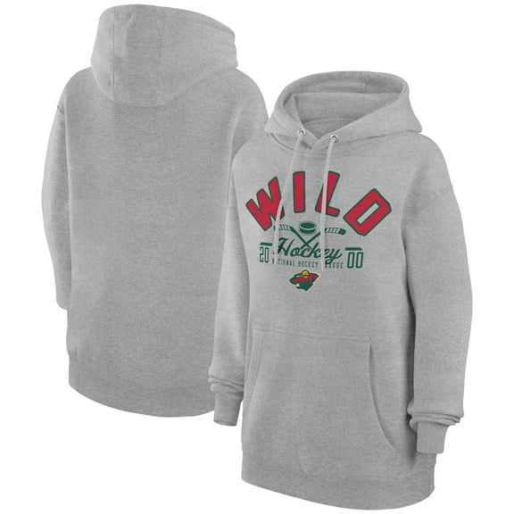 Men's Starter Heather Gray Minnesota Wild Puck Pullover Hoodie