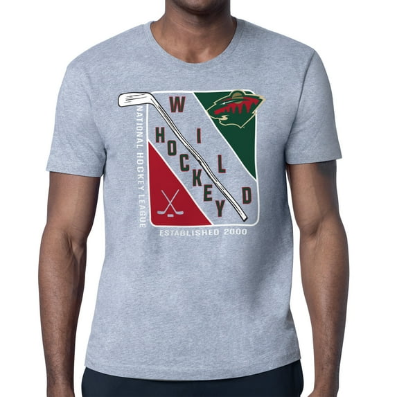 Men's Starter Heather Gray Minnesota Wild Shield Graphic T-Shirt