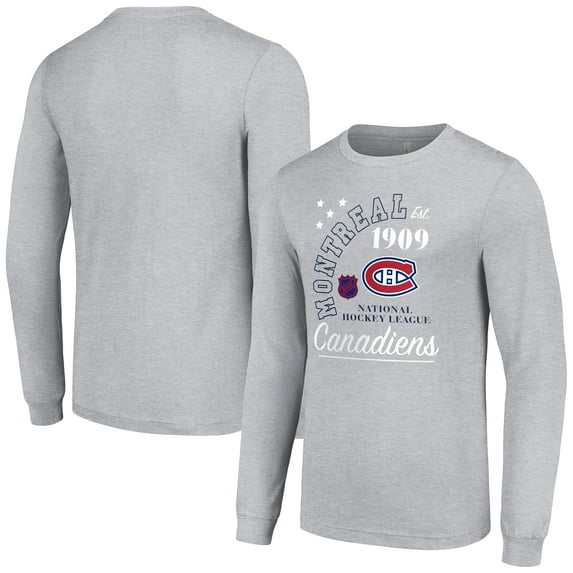 Men's Starter Heather Gray Montreal Canadiens Arch City Theme Graphic Long Sleeve T-Shirt