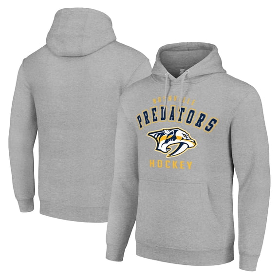 Men's Starter Heather Gray Nashville Predators Logo Pullover Hoodie