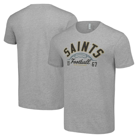 Men's Starter Heather Gray New Orleans Saints Half Ball Team T-Shirt