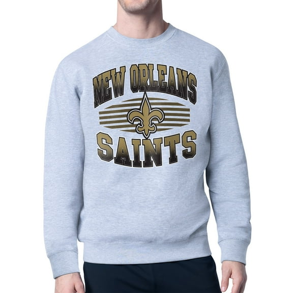 Men's Starter Heather Gray New Orleans Saints Team Grit Graphic Fleece Pullover Sweatshirt