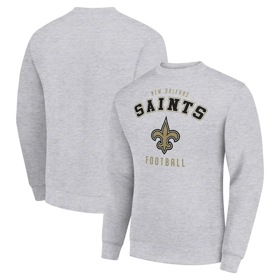 Men's Starter Heather Gray New Orleans Saints Team Logo Pullover Sweatshirt