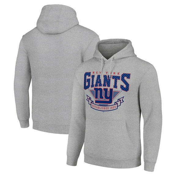 Men's Starter Heather Gray New York Giants -80s Inspired Pullover Hoodie