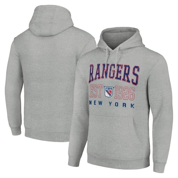 Men's Starter Heather Gray New York Rangers Retro Graphic Pullover Hoodie
