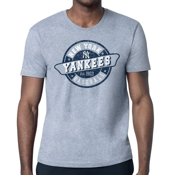Men's Starter Heather Gray New York Yankees Route 66 Team Logo T-Shirt