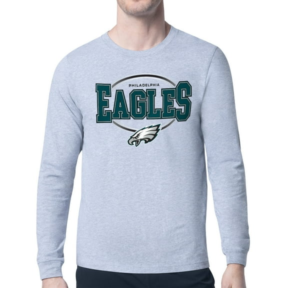 Men's Starter Heather Gray Philadelphia Eagles Team Track Graphic Long Sleeve T-Shirt