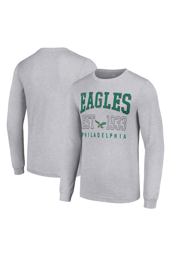 Men's Starter Heather Gray Philadelphia Eagles Throwback Logo Long Sleeve T-Shirt