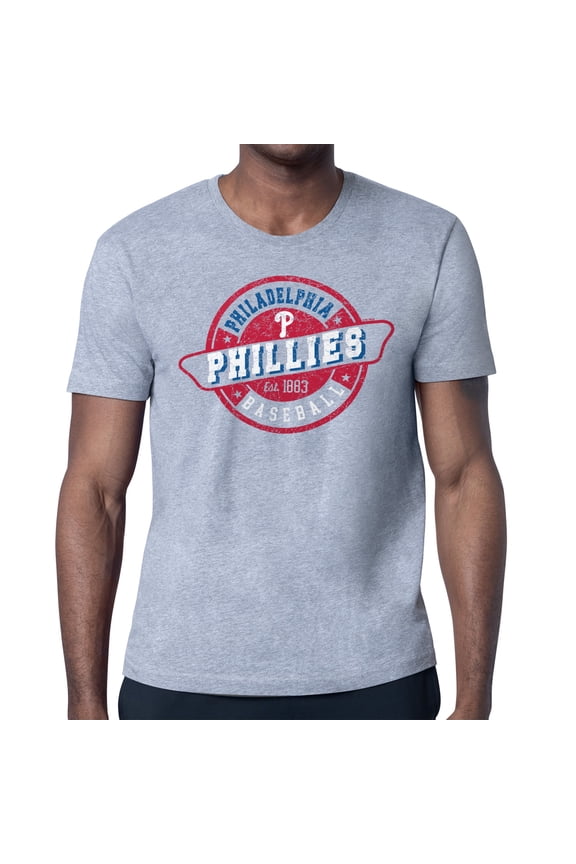 Men's Starter Heather Gray Philadelphia Phillies Route 66 Team Logo T-Shirt