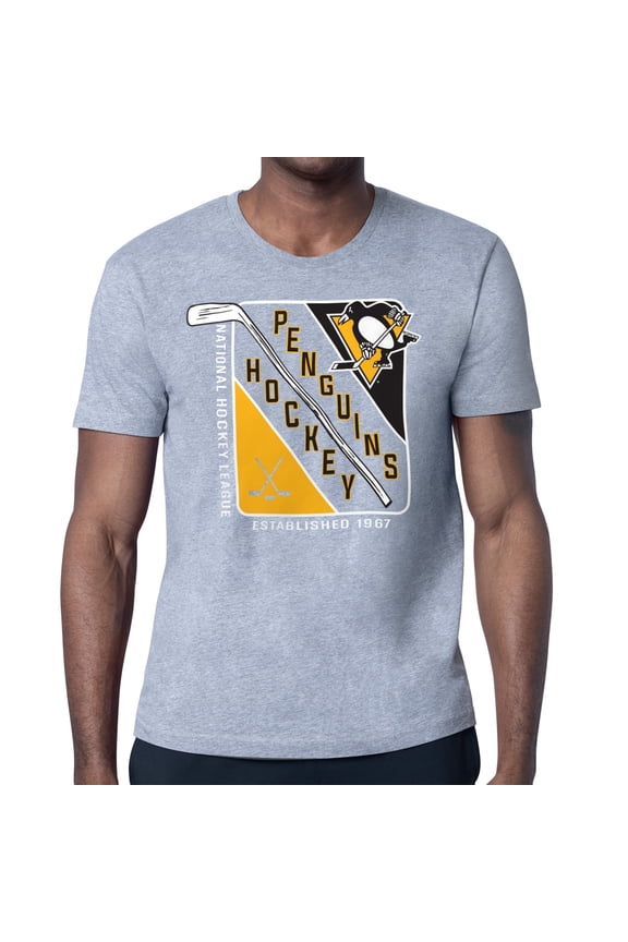 Men's Starter Heather Gray Pittsburgh Penguins Shield Graphic T-Shirt