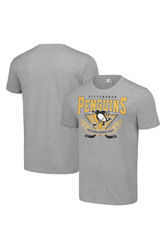 Men's Starter Heather Gray Pittsburgh Penguins Team Logo Graphic T-Shirt
