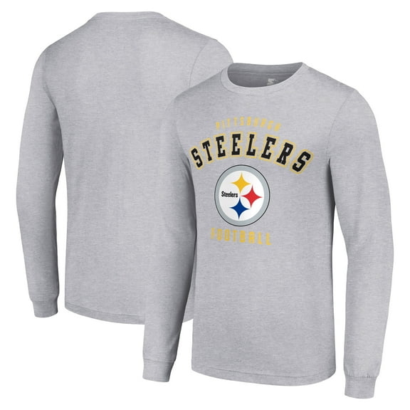Men's Starter Heather Gray Pittsburgh Steelers Long Sleeve T-Shirt