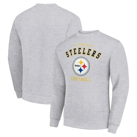 Men's Starter Heather Gray Pittsburgh Steelers Team Logo Pullover Sweatshirt