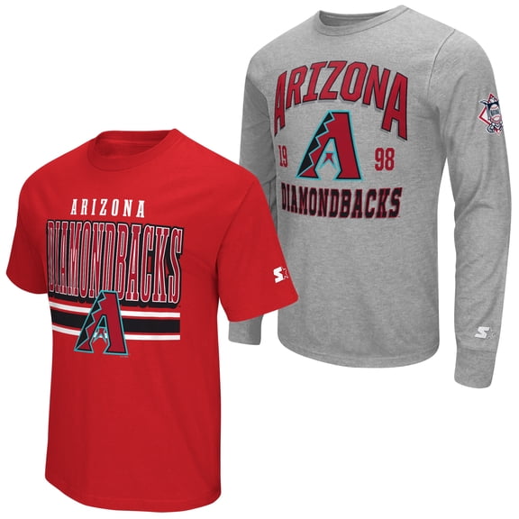 Men's Starter  Heather Gray/Red Arizona Diamondbacks Two-Pack Long Sleeve & Short Sleeve T-Shirt Set