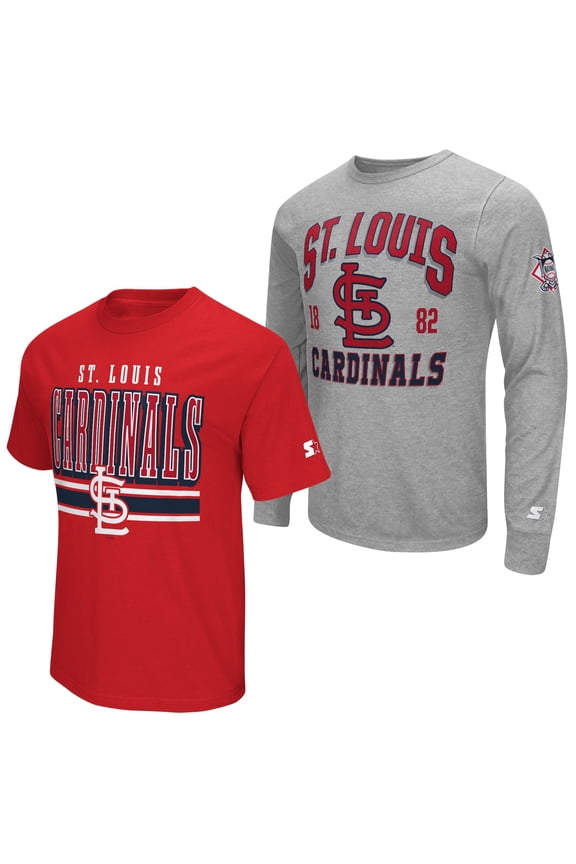 Men's Starter Heather Gray/Red St. Louis Cardinals Two-Pack Long Sleeve & Short Sleeve T-Shirt Set