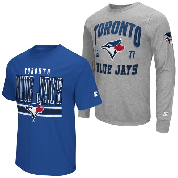 Men's Starter  Heather Gray/Royal Toronto Blue Jays Two-Pack Long Sleeve & Short Sleeve T-Shirt Set