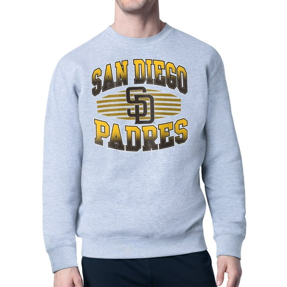 Men's Starter Heather Gray San Diego Padres Team Grit Graphic Fleece Pullover Sweatshirt