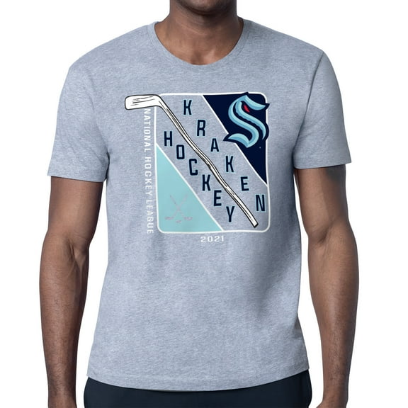 Men's Starter Heather Gray Seattle Kraken Shield Graphic T-Shirt
