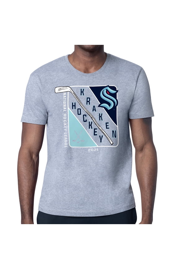 Men's Starter Heather Gray Seattle Kraken Shield Graphic T-Shirt