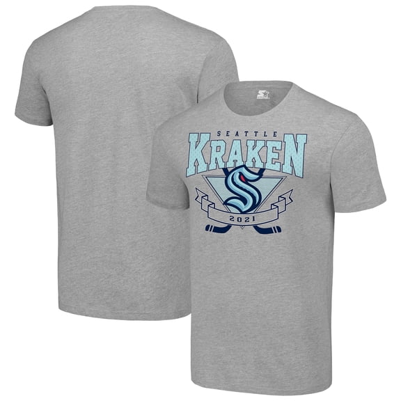 Men's Starter Heather Gray Seattle Kraken Team Logo Graphic T-Shirt