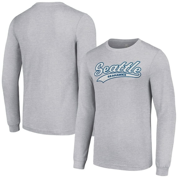 Men's Starter Heather Gray Seattle Seahawks Tailsweep Long Sleeve T-Shirt
