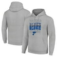 thumbnail image 1 of Men's Starter Heather Gray St. Louis Blues Four Team Name Logo Fleece Pullover Hoodie, 1 of 3