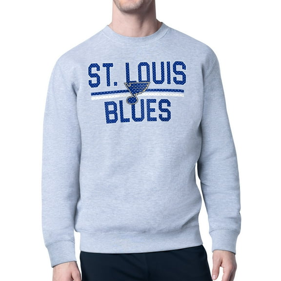 Men's Starter Heather Gray St. Louis Blues Mesh Look Team Name Logo Pullover Sweatshirt