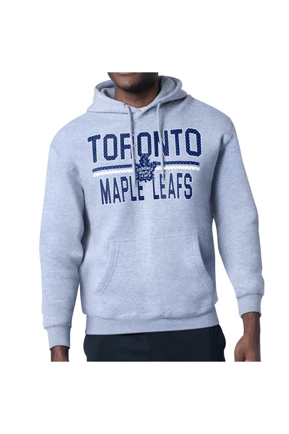 Men's Starter Heather Gray Toronto Maple Leafs Mesh Look Team Name Logo Tri-Blend Pullover Hoodie