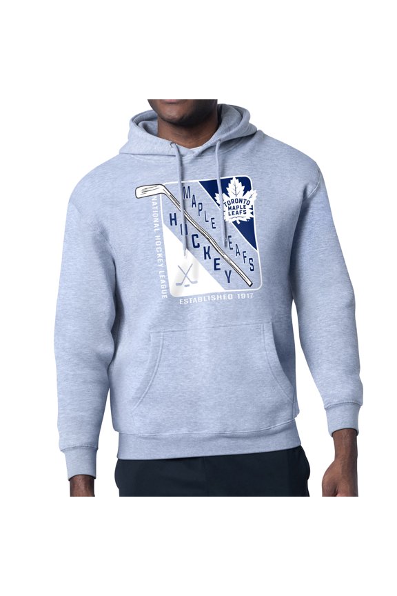 Men's Starter Heather Gray Toronto Maple Leafs Shield Logo Pullover Hoodie