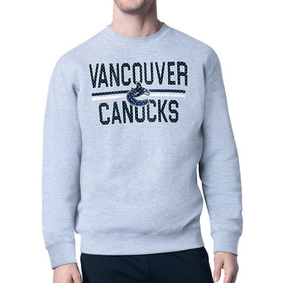 Men's Starter Heather Gray Vancouver Canucks Mesh Look Team Name Logo Pullover Sweatshirt
