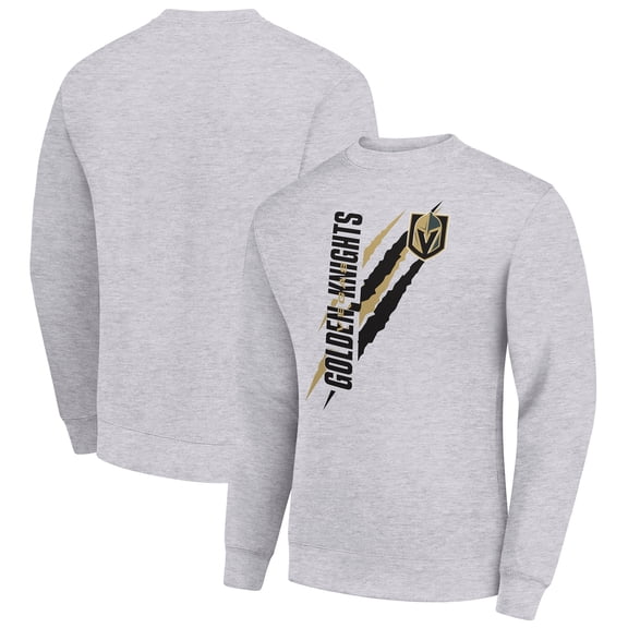 Men's Starter Heather Gray Vegas Golden Knights  Color Scratch Pullover Sweatshirt