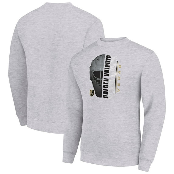 Men's Starter Heather Gray Vegas Golden Knights Half Helmet Team Logo Pullover Sweatshirt