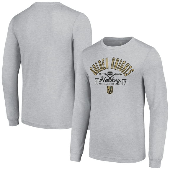 Men's Starter  Heather Gray Vegas Golden Knights Puck Long Sleeve T-Shirt