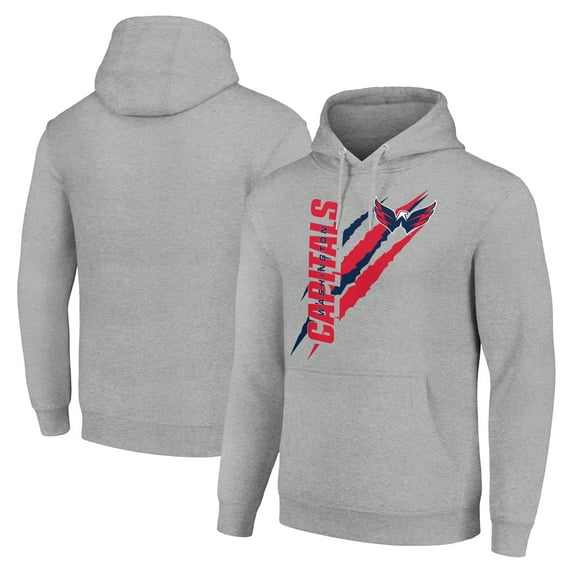 Men's Starter Heather Gray Washington Capitals Color Scratch Fleece Pullover Hoodie