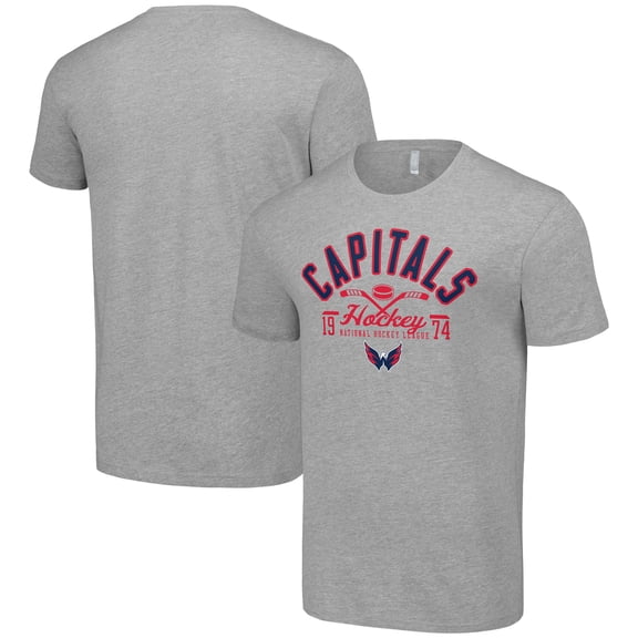 Men's Starter  Heather Gray Washington Capitals Half Puck T-Shirt