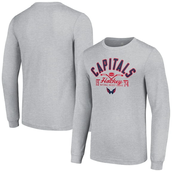 Men's Starter  Heather Gray Washington Capitals Puck Long Sleeve T-Shirt