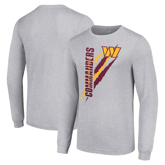 Men's Starter  Heather Gray Washington Commanders Color Scratch Long Sleeve T-Shirt