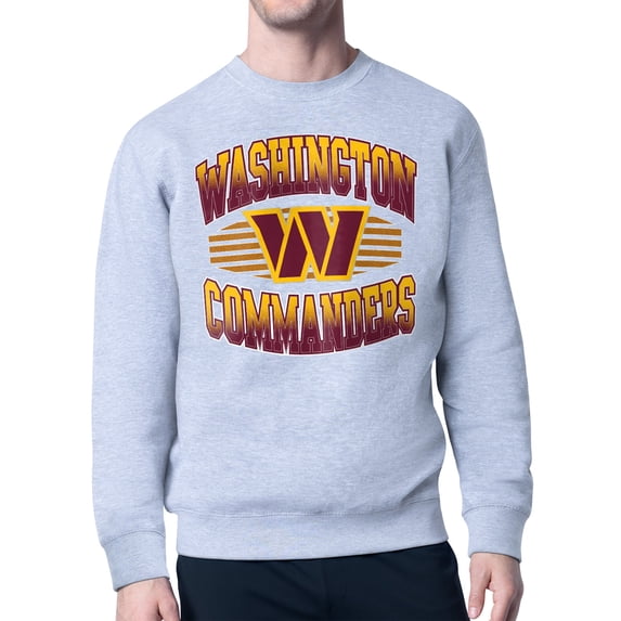 Men's Starter Heather Gray Washington Commanders Team Grit Graphic Fleece Pullover Sweatshirt