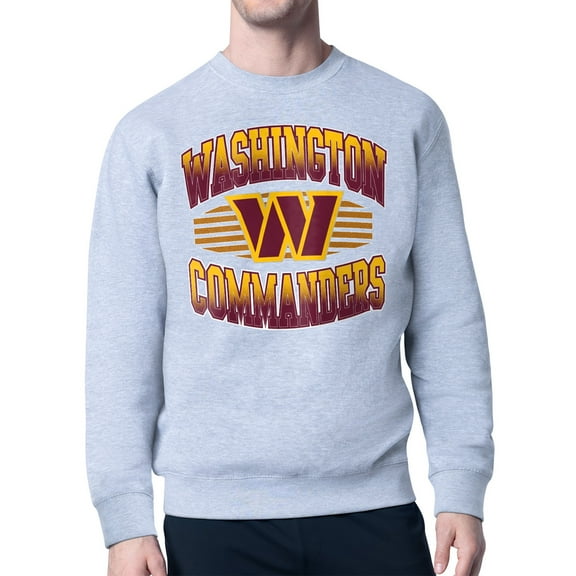 Men's Starter Heather Gray Washington Commanders Team Grit Graphic Fleece Pullover Sweatshirt