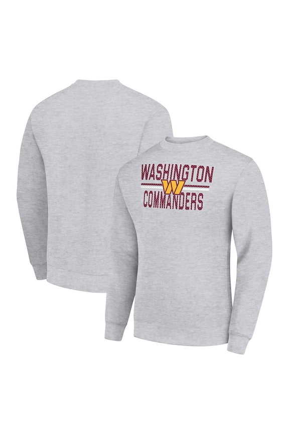 Men's Starter Heather Gray Washington Commanders Team Mesh Print Graphic Pullover Sweatshirt