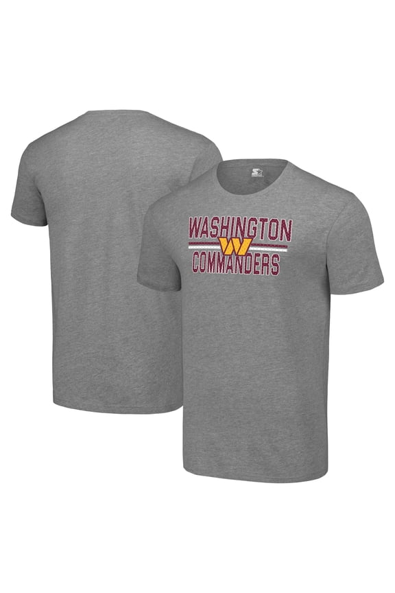 Men's Starter Heather Gray Washington Commanders Team Mesh Print Graphic T-Shirt