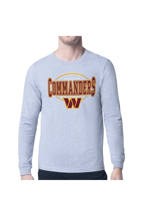 Men's Starter Heather Gray Washington Commanders Team Track Graphic Long Sleeve T-Shirt