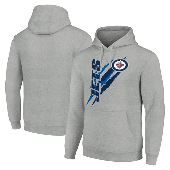 Men's Starter Heather Gray Winnipeg Jets Color Scratch Fleece Pullover Hoodie