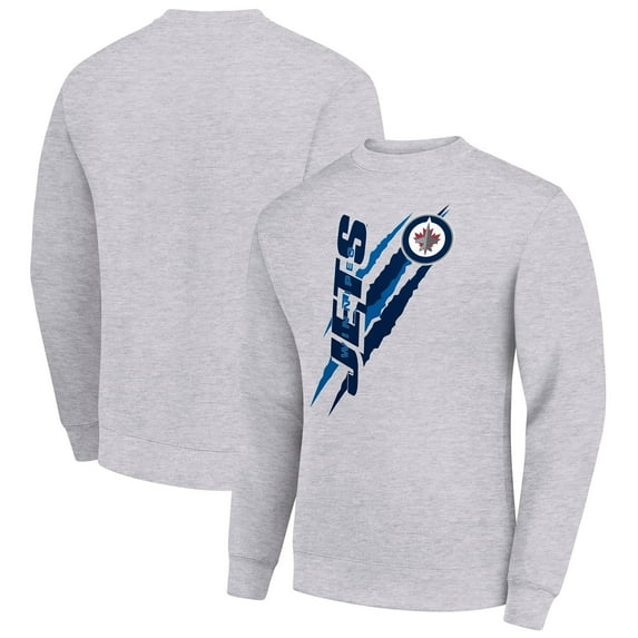Men's Starter Heather Gray Winnipeg Jets Color Scratch Pullover Sweatshirt