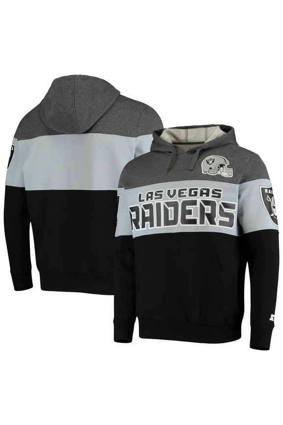 Men's Starter Heathered Gray/Silver Las Vegas Raiders Extreme Fireballer Pullover Hoodie